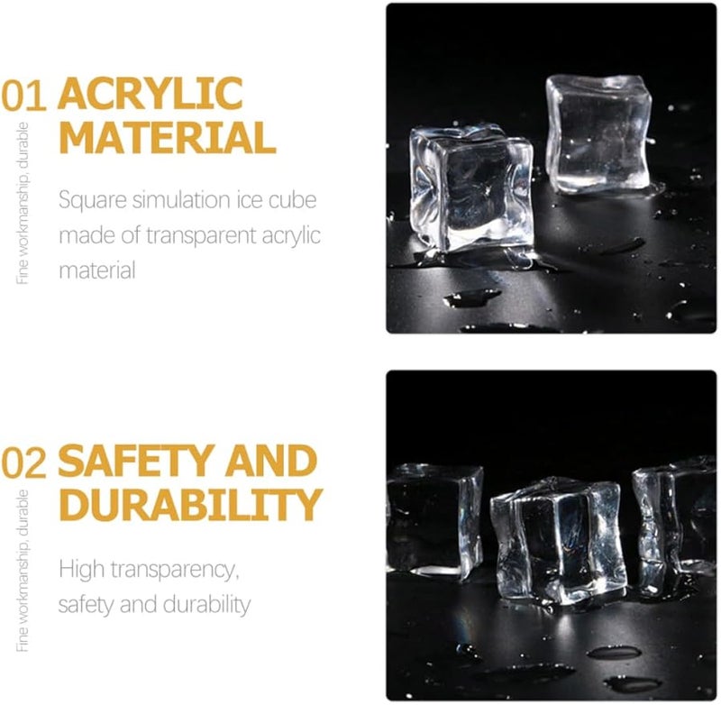 Unomor 60 قطعة مكعبات ثلج بلاستيكية قابلة لإعادة الاستخدام للتصوير وديكور الحفلات - Image 2